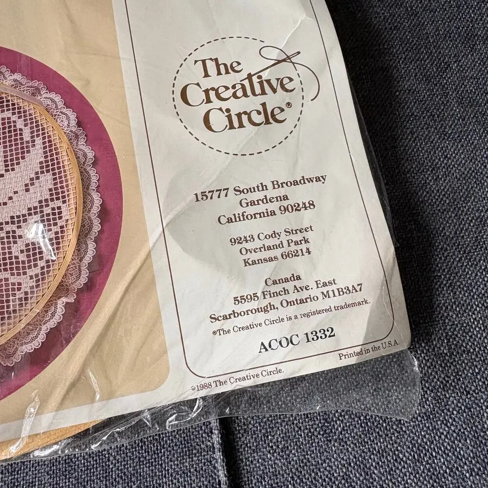 Love Birds Vintage Lace Net Darning Kit by The Creative Circle - 1988 With Hoop